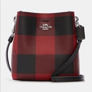NWT Coach Mini Town Bucket Bag With Buffalo Plaid Print